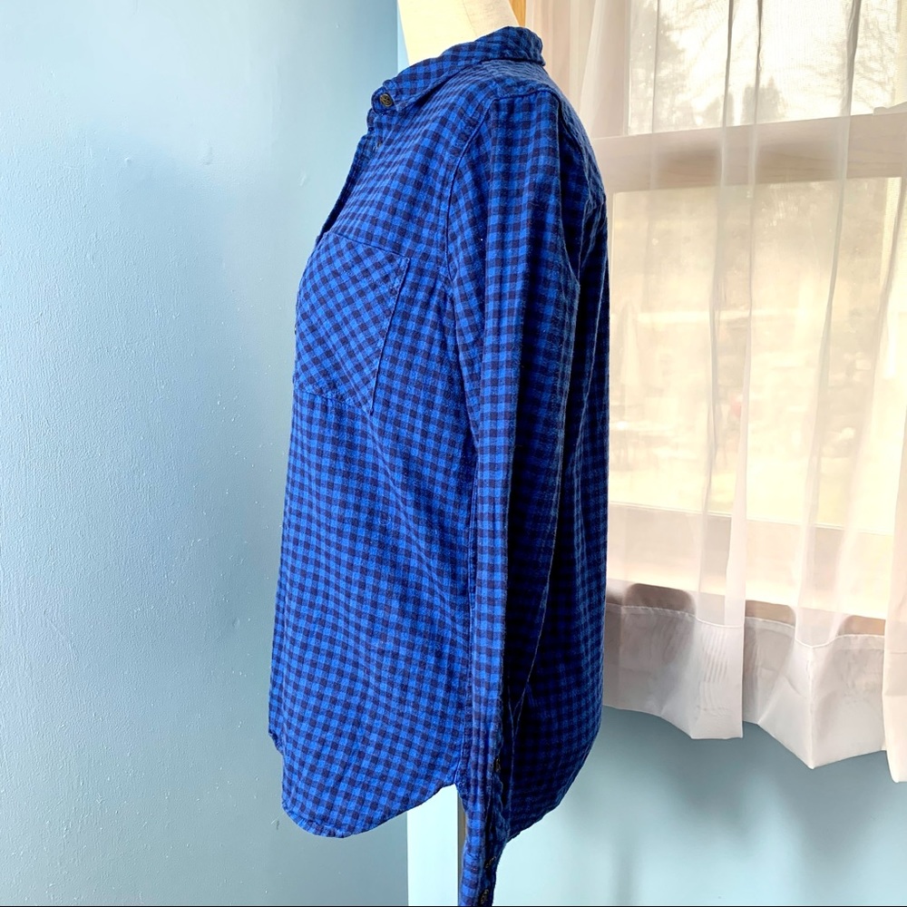 J. Crew Blue Flannel Mini Buffalo Check Button Down - Picture 4 of 8